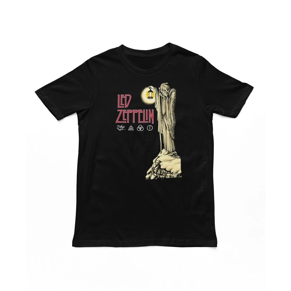Led Zeppelin Hermit T Shirt Mens Rock And Roll Music Classic Band Tee New Black
